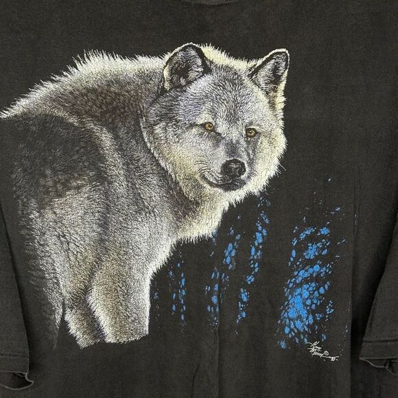 American Vintage 90s Wolf Nature T Shirt XL/XXL - Picture 3 of 5